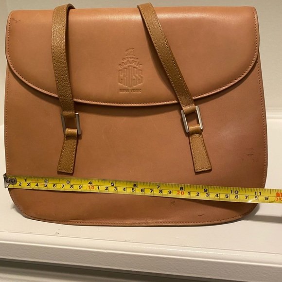 LEATHER MARK CROSS SHOULDER BAG CAMEL NUDE HANDBAG - Picture 4 of 15